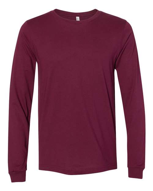 Unisex Jersey Long Sleeve Tee - Maroon - - 123