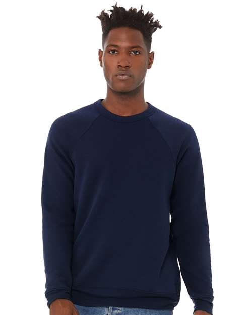 BELLA + CANVAS 3901, Unisex Sponge Fleece Raglan Crewneck Sweatshirt, Navy