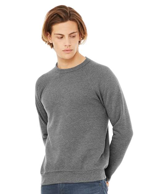 BELLA + CANVAS 3901, Unisex Sponge Fleece Raglan Crewneck Sweatshirt, Deep Heather