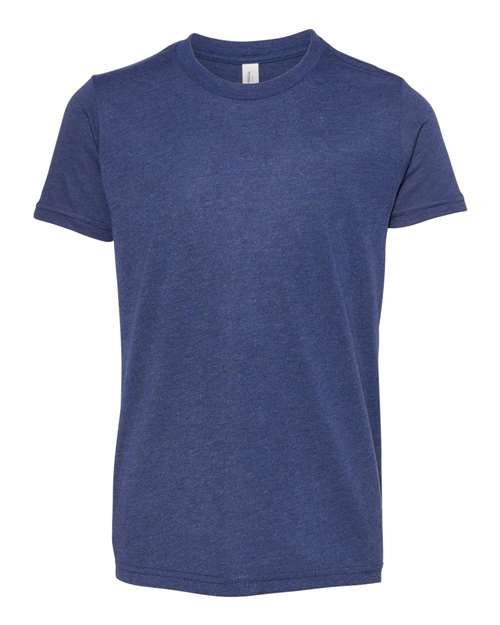 BELLA + CANVAS 3413Y, Youth Triblend Tee, Navy Triblend