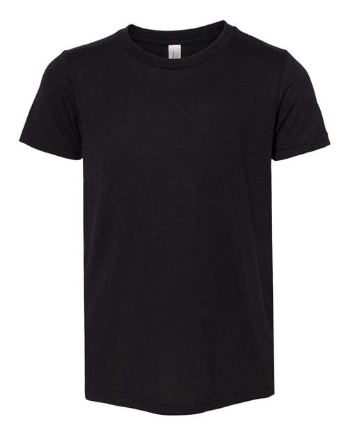 BELLA + CANVAS 3413Y, Youth Triblend Tee, Solid Black Triblend