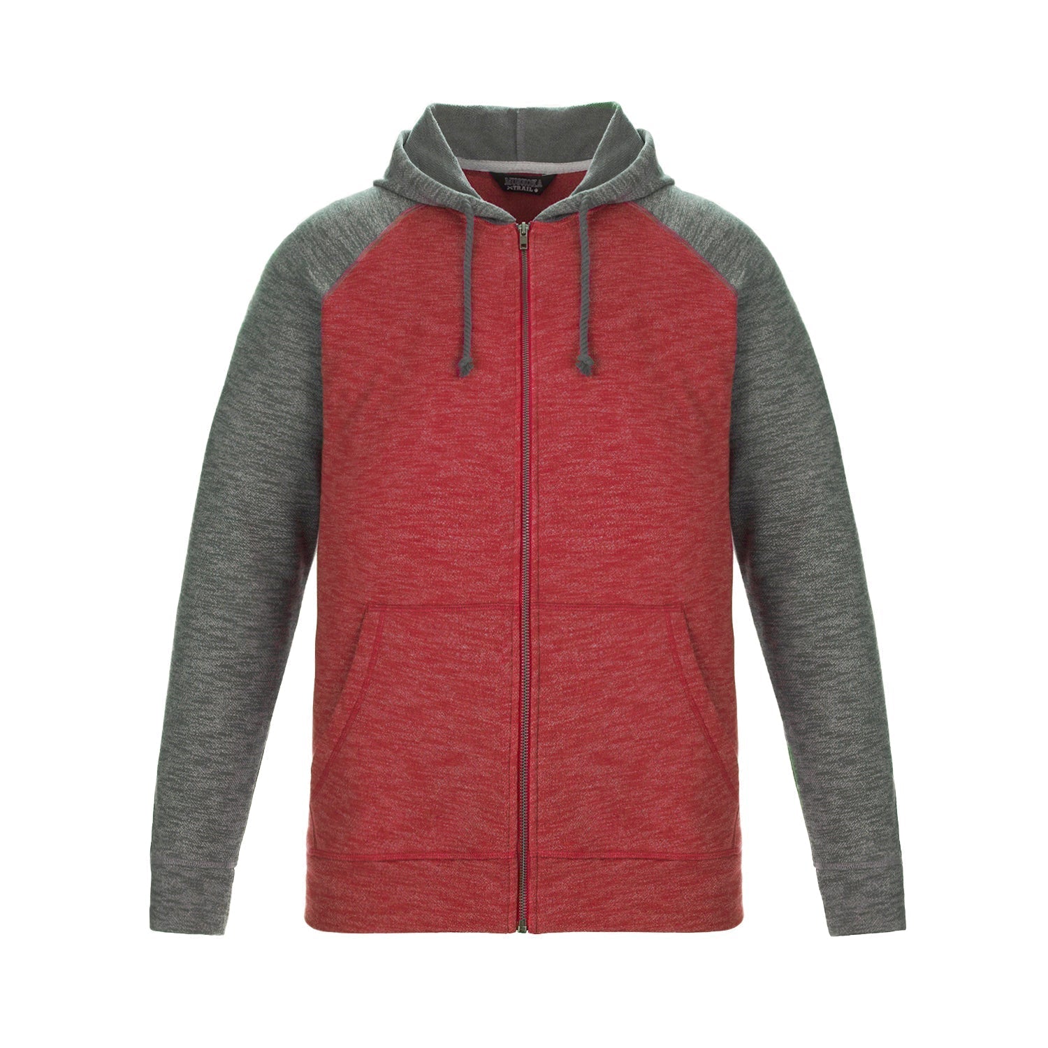 L00755 - Irvine - Adult Full Zip Hooded Sweatshirt Red Gunmetal Heather 755 adult eco-friendly mens Muskoka Trail sustainable
