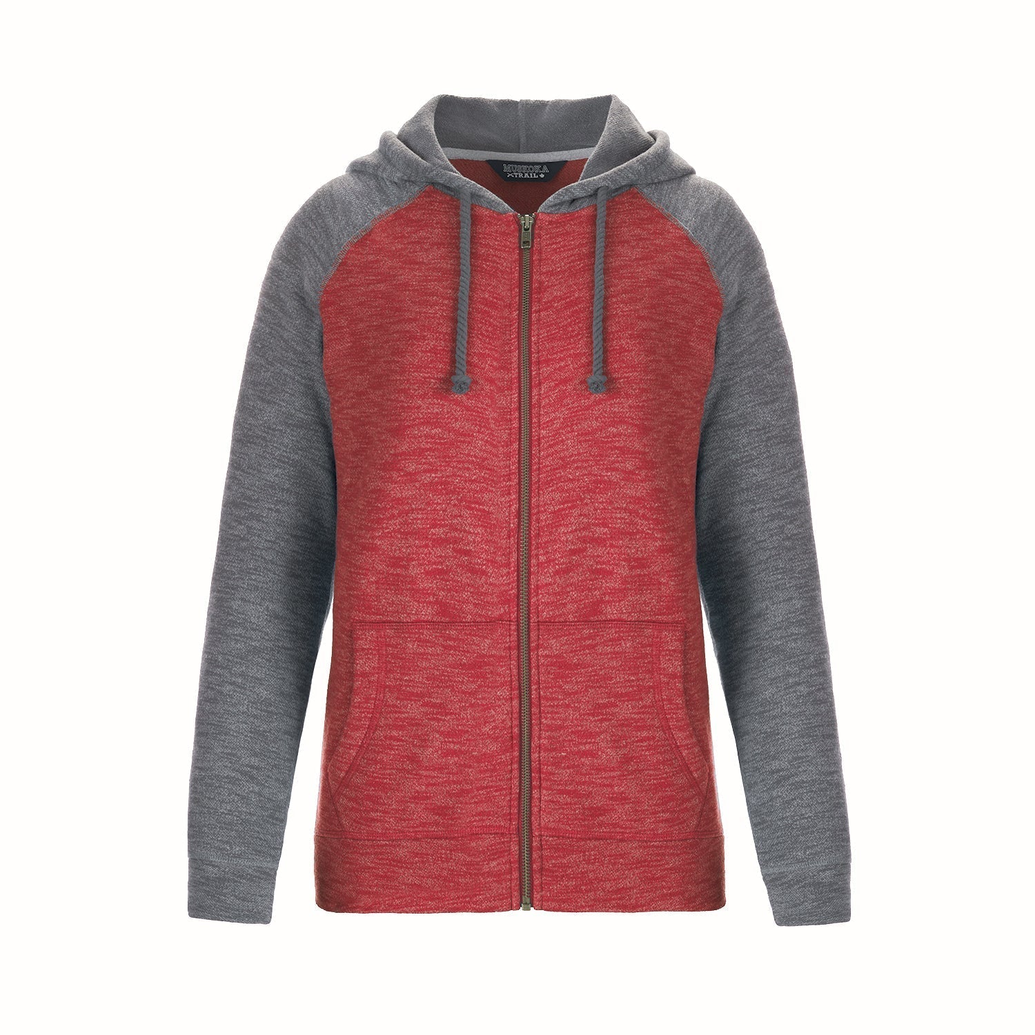 L00756 - Irvine - Ladies Full Zip Hooded Sweatshirt Red Gunmetal Heather 756 eco-friendly Ladies Muskoka sustainable Women