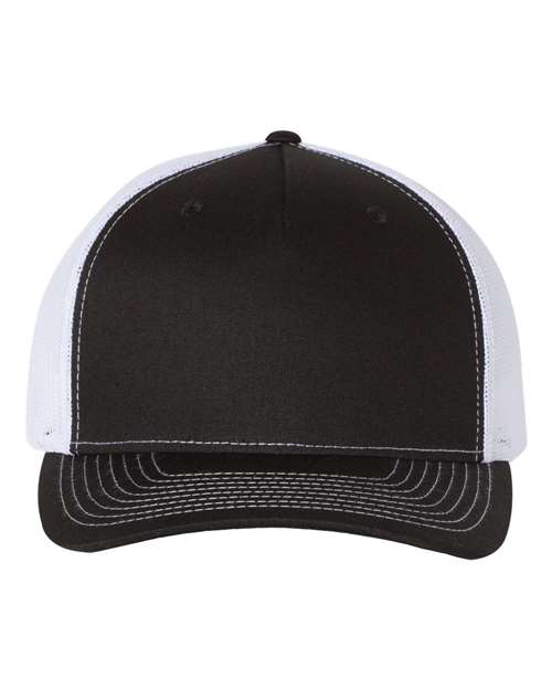 Richardson 112FP, Five-panel Trucker Cap, Black/ White