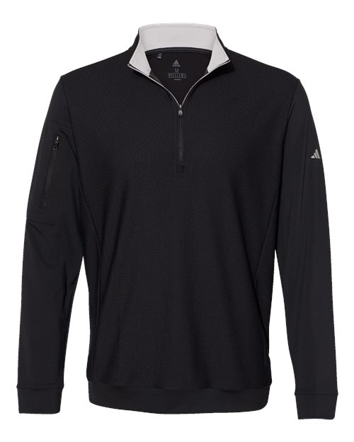 Adidas A295, Men's Textured Quarter-zip Pullover, Black