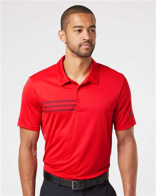 Adidas A324, Men's 3-stripes Chest Polo, Collegiate Red/ Black