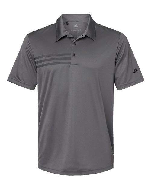 Adidas A324, Men's 3-stripes Chest Polo, Grey Five/ Black