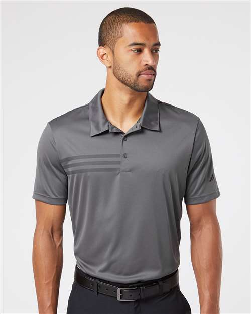 Adidas A324, Men's 3-stripes Chest Polo, Grey Five/ Black