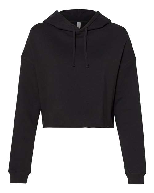 Independent Trading Co. AFX64CRP, Women’s Lightweight Crop Hooded Sweatshirt, Black
