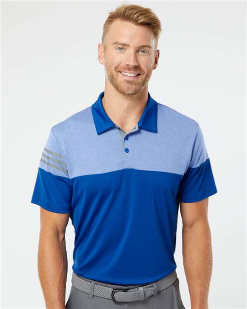 Men's Heathered 3-Stripes Colorblocked Polo - - 6093 - Toronto Screen Printing- Color