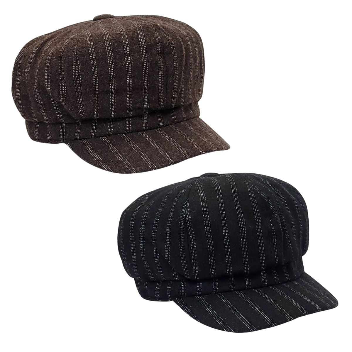 Newsboy Hat - Stripes, Brown & Black Dozen Special Mix&Match