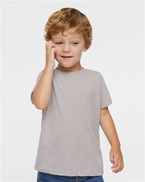 Toddler Harborside Mélange T-Shirt - - 7854 Grey Melange 01638 3391 Blends Company Store Short Sleeve Company Store Style Guide Company Store Tops Cotton - Combed Explore and Travel Go To Fashion Infants / Toddlers Jersey Light (Under 5 oz) No Treatment No Visible Logos Polyester - Over 50% Rabbit Skins Resort Ribbed Short Sleeves Socially Conscious Manufacturing Summer Style Guide 2023 Sustainable Styles T-Shirts - Premium Unisex
