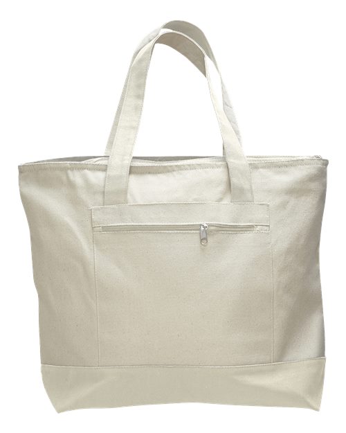 Q-Tees Q1300, 19l Zippered Tote, Natural/ Natural