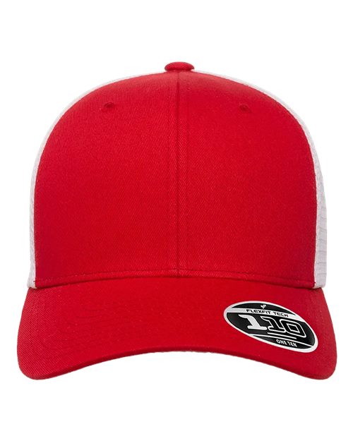 Flexfit 110M, 110 Mesh-back Cap, Red/ White
