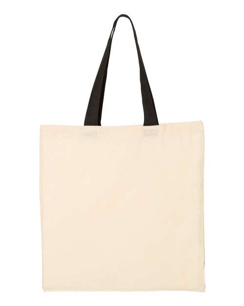Q-Tees QTB6000, Economical Tote With Contrast-color Handles, Natural/ Black