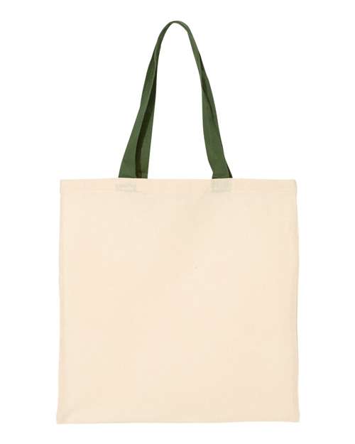 Q-Tees QTB6000, Economical Tote With Contrast-color Handles, Natural/ Forest