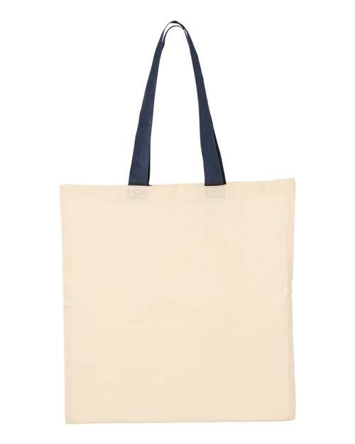 Q-Tees QTB6000, Economical Tote With Contrast-color Handles, Natural/ Navy
