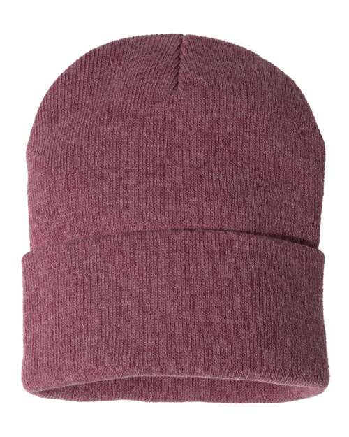 Sportsman SP12, 12" Solid Cuffed Beanie, Heather Cardinal