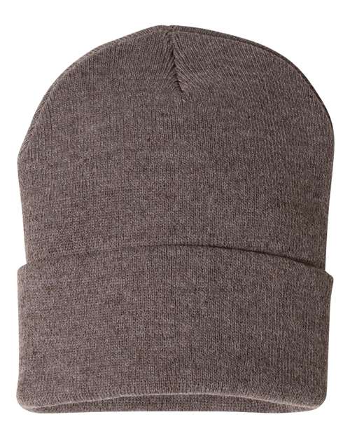 Sportsman SP12, 12" Solid Cuffed Beanie, Heather Brown