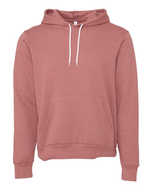 BELLA + CANVAS 3719, Unisex Sponge Fleece Hoodie Sweatshirt, Mauve