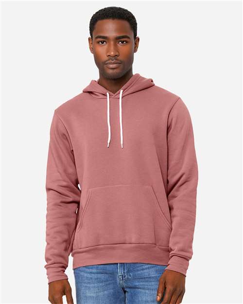 BELLA + CANVAS 3719, Unisex Sponge Fleece Hoodie Sweatshirt, Mauve