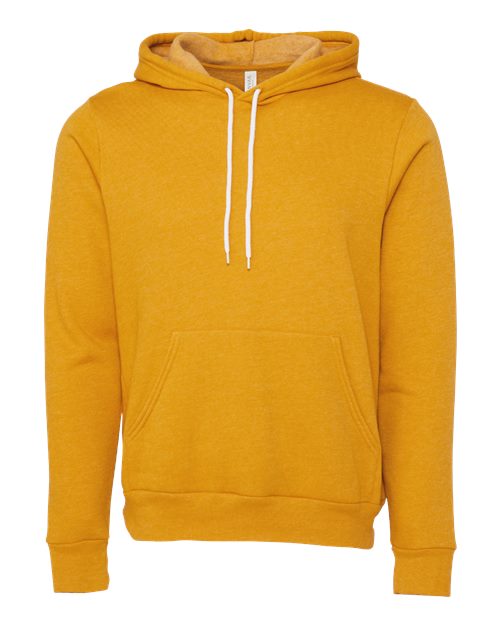 BELLA + CANVAS 3719, Unisex Sponge Fleece Hoodie Sweatshirt, Heather Mustard