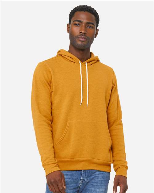 BELLA + CANVAS 3719, Unisex Sponge Fleece Hoodie Sweatshirt, Heather Mustard