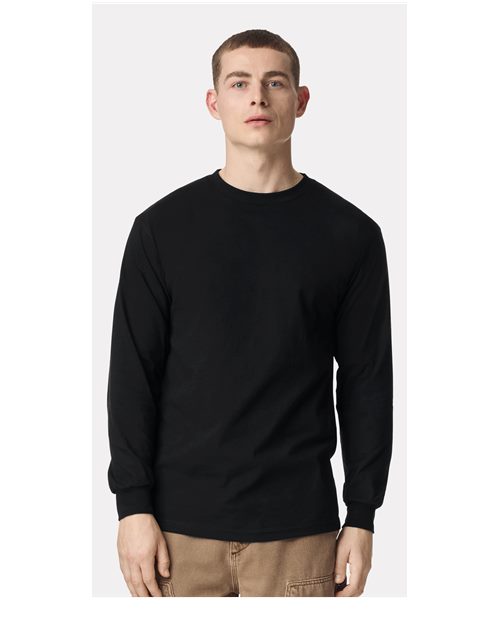 American Apparel 1304, Unisex Heavyweight Cotton Long Sleeve Tee, Black
