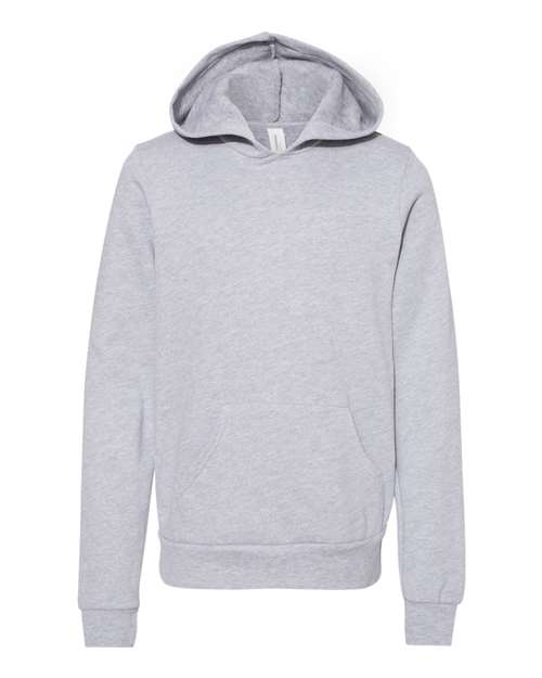 BELLA + CANVAS 3719Y, Youth Sponge Fleece Hoodie Sweatshirt, Athletic Heather