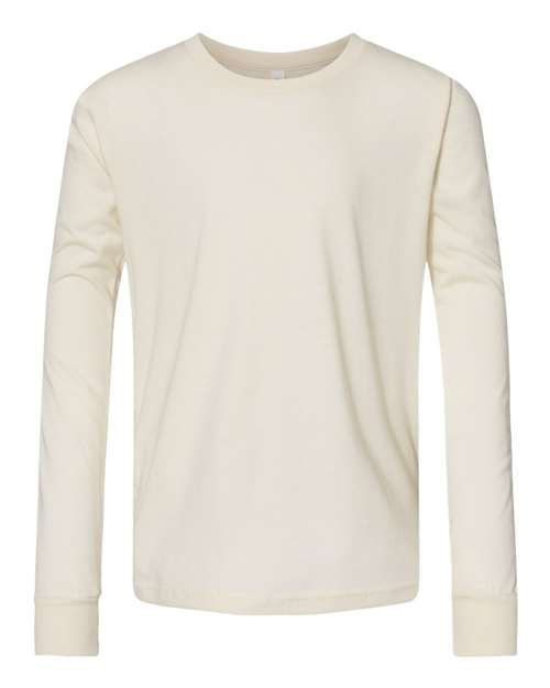 BELLA + CANVAS 3501Y, Youth Jersey Long Sleeve Tee, Natural