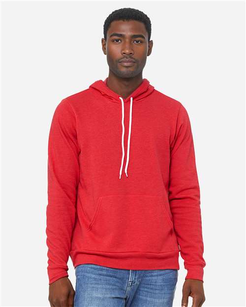 BELLA + CANVAS 3719, Unisex Sponge Fleece Hoodie Sweatshirt, Heather Red