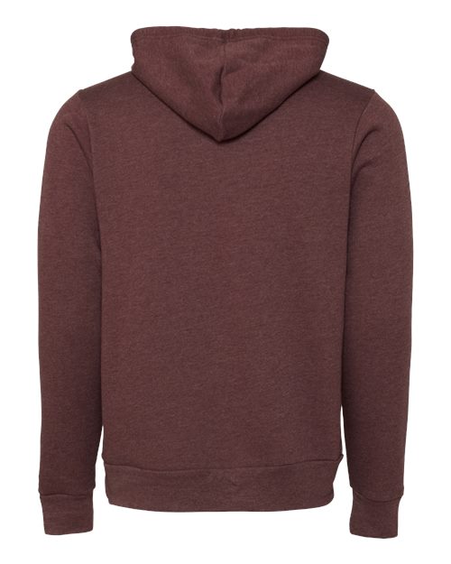 BELLA + CANVAS 3719, Unisex Sponge Fleece Hoodie Sweatshirt, Heather Maroon