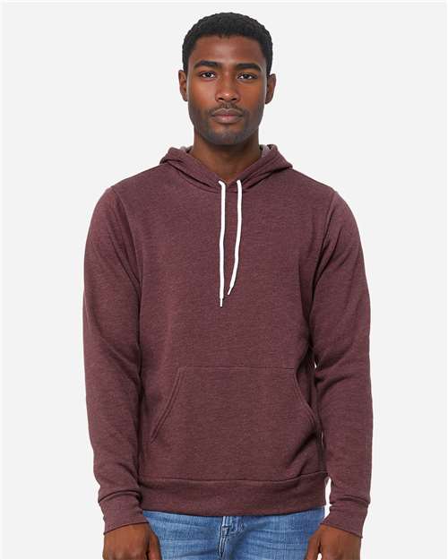 BELLA + CANVAS 3719, Unisex Sponge Fleece Hoodie Sweatshirt, Heather Maroon