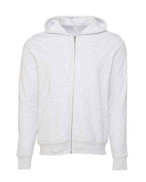 BELLA + CANVAS 3739, Unisex Sponge Fleece Full-zip Hoodie Sweatshirt, Ash