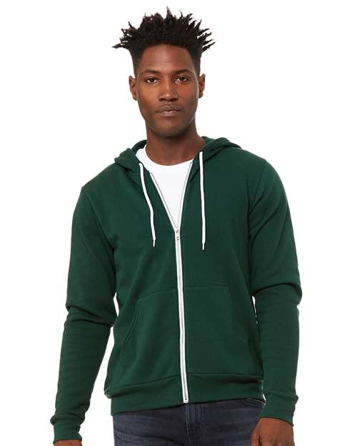 Unisex Sponge Fleece Full-Zip Hoodie Sweatshirt - Forest - - 2769