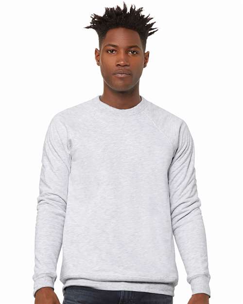 BELLA + CANVAS 3901, Unisex Sponge Fleece Raglan Crewneck Sweatshirt, Ash