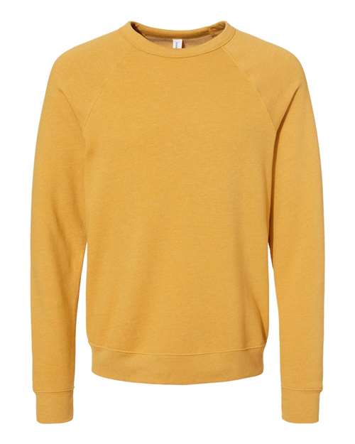 BELLA + CANVAS 3901, Unisex Sponge Fleece Raglan Crewneck Sweatshirt, Heather Mustard
