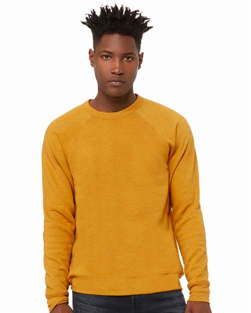 BELLA + CANVAS 3901, Unisex Sponge Fleece Raglan Crewneck Sweatshirt, Heather Mustard