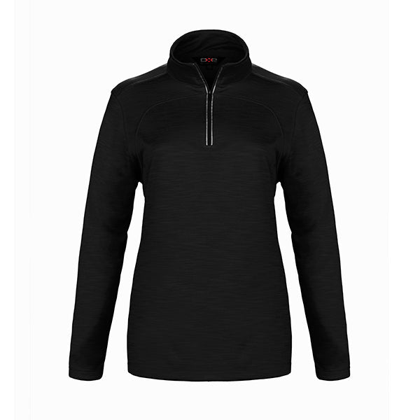 L00876 - Meadowbrook - Ladies Interlock 1/4 Zip Pullover Black 1/2 zip 1/4 zip 876 CX2 Ladies meadowbrook Women