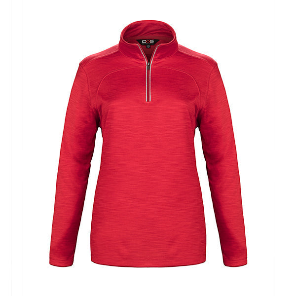 L00876 - Meadowbrook - Ladies Interlock 1/4 Zip Pullover Red 1/2 zip 1/4 zip 876 CX2 Ladies meadowbrook Women
