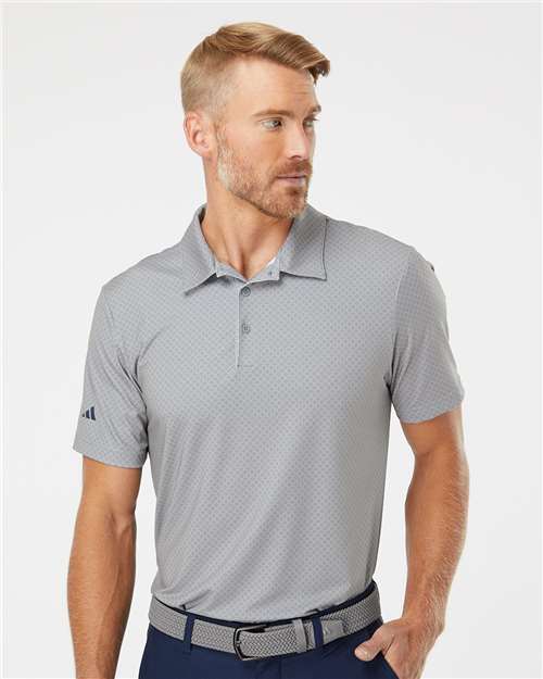 Adidas A498, Men's Ultimate365 Diamond Dot Print Polo, Grey Three/ White/ Navy