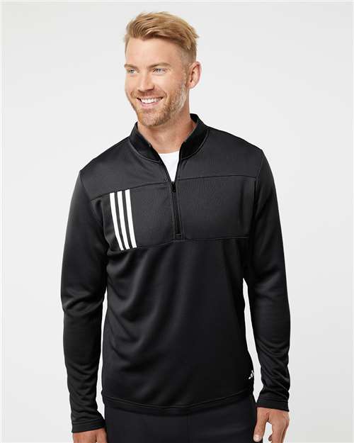 Men's 3-Stripe Double Knit Quarter-Zip Pullover - - 9168 - Toronto Screen Printing- Color