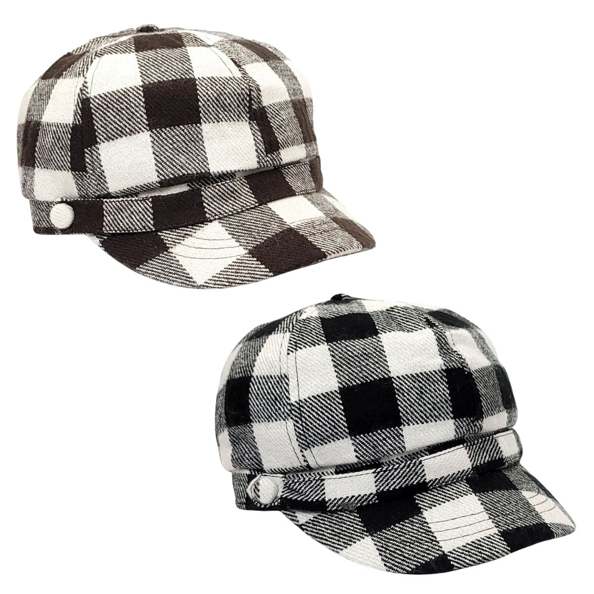 Newsboy Hat - Plaid Pattern, Brown & Black Dozen Special Mix&Match