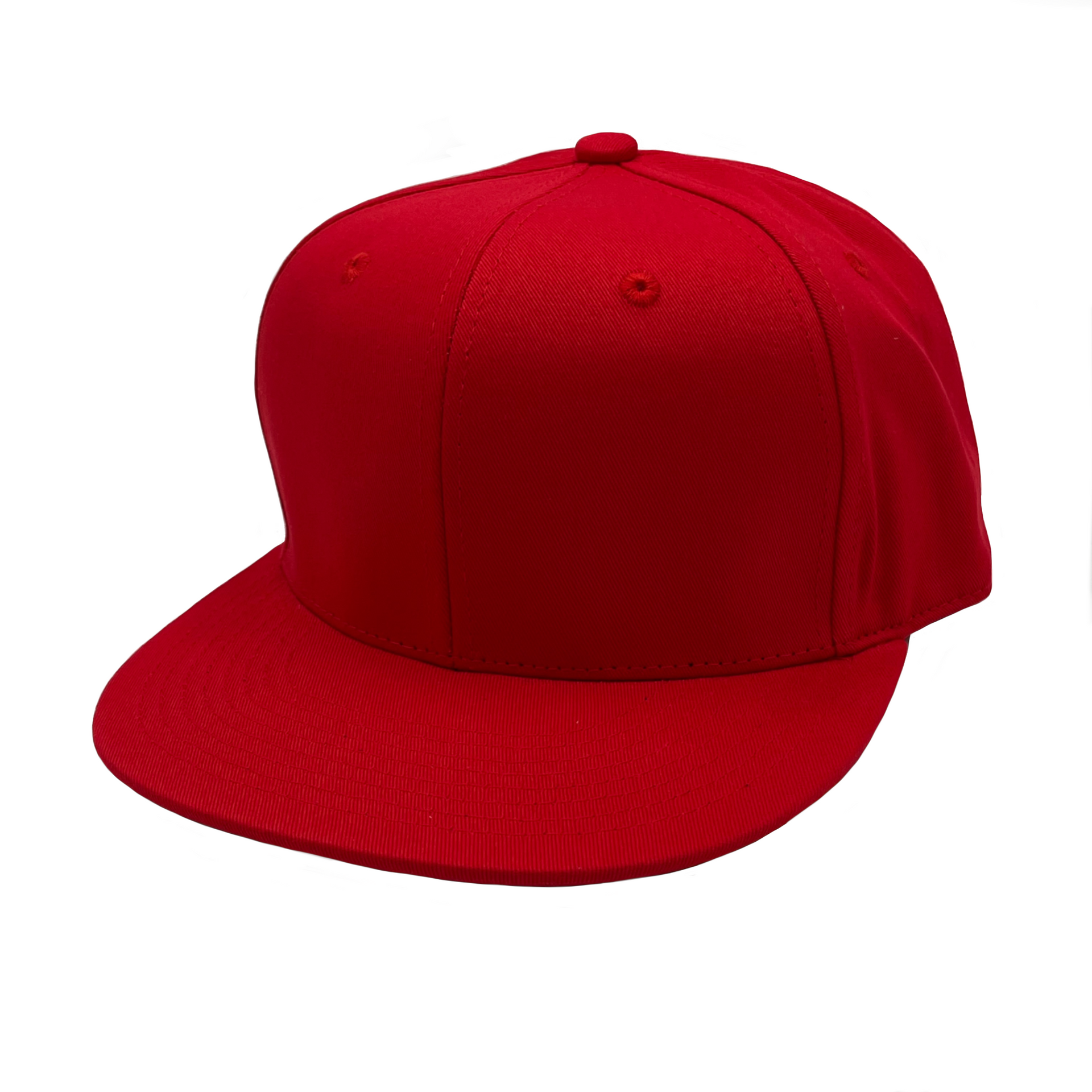 GNV-019 - 6 Panels Round Flat Bill Snapback Red One Size 6 PANELS COTTON FLAT HIGH PROFILE nissi caps SNAPBACK STRUCTURED UNISEX