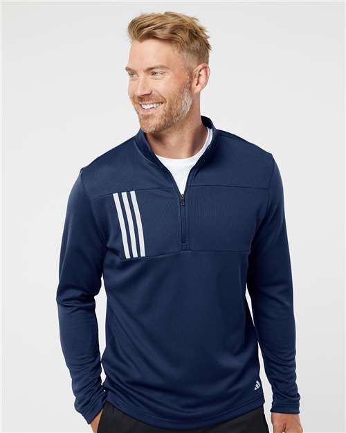 Men's 3-Stripe Double Knit Quarter-Zip Pullover - - 9168 - Toronto Screen Printing- Color