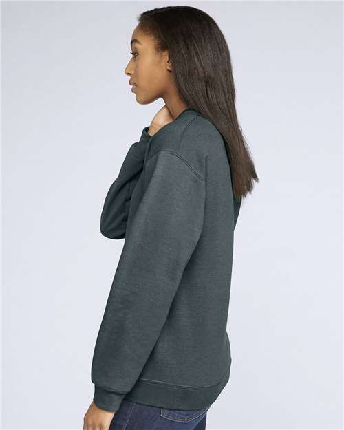 Gildan SF000 Unisex Softstyle® Midweight Crewneck Sweatshirt Cotton Cotton-Poly Blend Crewneck Fleece Midweight Moisture-Wicking Outerwear Polyester Regular Fit Spandex Sport / Athletic Super Heavyweight Sweatshirts & Fleece Tear-Away Label Tops Womens Womens Tops