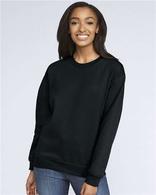 Gildan SF000 Unisex Softstyle® Midweight Crewneck Sweatshirt Black Cotton Cotton-Poly Blend Crewneck Fleece Midweight Moisture-Wicking Outerwear Polyester Regular Fit Spandex Sport / Athletic Super Heavyweight Sweatshirts & Fleece Tear-Away Label Tops Womens Womens Tops