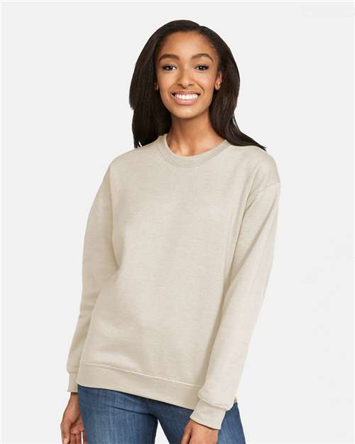 Gildan SF000 Unisex Softstyle® Midweight Crewneck Sweatshirt Sand Cotton Cotton-Poly Blend Crewneck Fleece Midweight Moisture-Wicking Outerwear Polyester Regular Fit Spandex Sport / Athletic Super Heavyweight Sweatshirts & Fleece Tear-Away Label Tops Womens Womens Tops