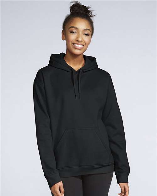 Gildan SF500 Unisex Softstyle® Midweight Hooded Sweatshirt Black Cotton Cotton-Poly Blend Fleece Hooded Insulated Jersey Midweight Moisture-Wicking Outerwear Pocket Polyester Regular Fit Spandex Sport / Athletic Super Heavyweight Sweatshirts & Fleece Tear-Away Label Tops Womens Womens Tops