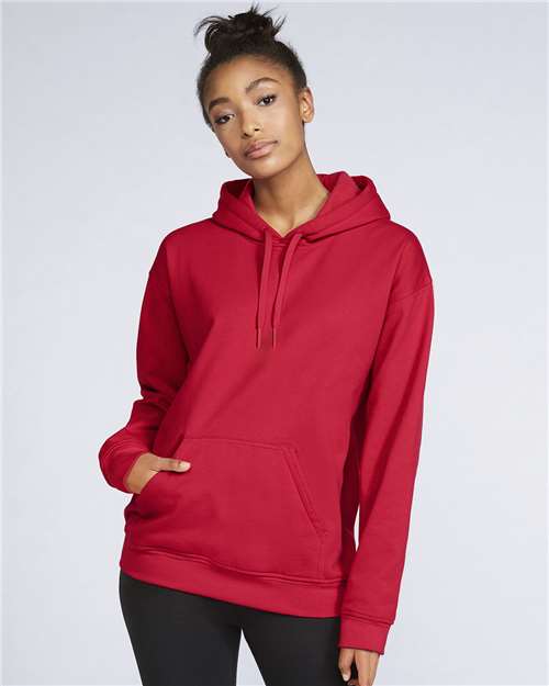 Gildan SF500 Unisex Softstyle® Midweight Hooded Sweatshirt Red Cotton Cotton-Poly Blend Fleece Hooded Insulated Jersey Midweight Moisture-Wicking Outerwear Pocket Polyester Regular Fit Spandex Sport / Athletic Super Heavyweight Sweatshirts & Fleece Tear-Away Label Tops Womens Womens Tops